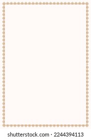 Beautiful vintage golden frame. Golden frame for documents, certificates, invitations.