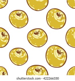 Beautiful vintage hand drawn apple seamless pattern. Cute artistic decoration for bakery menu background, market, shop, cafe design in watercolor style on white background