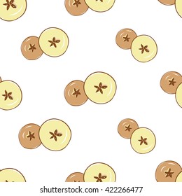 Beautiful vintage hand drawn apple round seamless pattern. Cute artistic decoration for bakery menu background, market, shop, cafe design in watercolor style on white background
