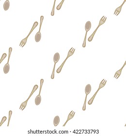 Beautiful vintage hand drawn flatware seamless pattern. Cute artistic decoration for bakery menu background, market, shop, cafe design in watercolor style on white background