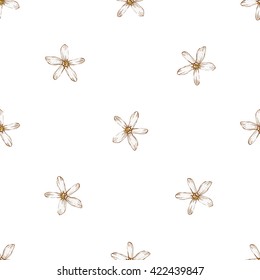 Beautiful vintage hand drawn flower seamless pattern. Cute artistic decoration for bakery menu background, market, shop, caf? design in watercolor style on white background