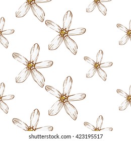 Beautiful vintage hand drawn flower seamless pattern. Cute artistic decoration for bakery menu background, market, shop, cafe design in watercolor style on white background