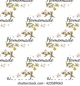 Beautiful vintage hand drawn homemade seamless pattern. Cute artistic decoration for bakery menu background, market, shop, cafe design in watercolor style on white background