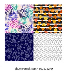 Beautiful vintage hand drawn leaf seamless pattern