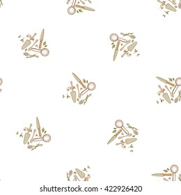 Beautiful vintage hand drawn utensil seamless pattern. Cute artistic decoration for bakery menu background, market, shop, cafe design in watercolor style on white background
