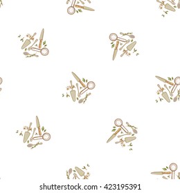 Beautiful vintage hand drawn utensil seamless pattern. Cute artistic decoration for bakery menu background, market, shop, cafe design in watercolor style on white background
