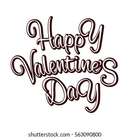 Beautiful vintage inscription wish Happy Valentine's Day isolated on white