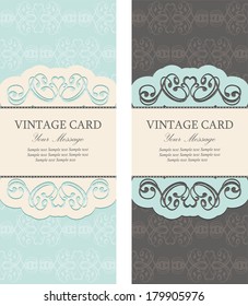 Beautiful vintage invitations set. Vector illustration
