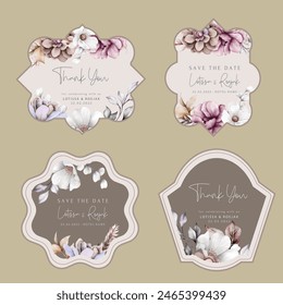 beautiful vintage label collection with floral frame