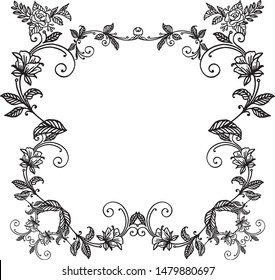 Beautiful vintage leaf flower frame, for design elegant of card. Vector