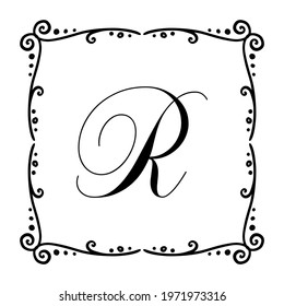 Beautiful Vintage Monogram Frame. Vector Ornate Calligraphic Design Element. Vector illustration