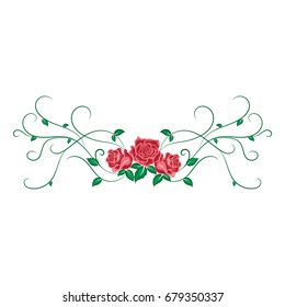 Beautiful vintage pattern with red roses in cartoon style for used for wallpaper; printing on the packaging paper; textiles.
