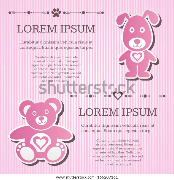 Beautiful Vintage Pink Baby Shower Invitation Stock Vector Royalty Free 166209161