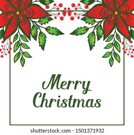 Beautiful vintage red wreath frame for merry christmas greeting text, Vector