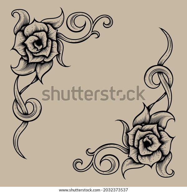 beautiful vintage rose frame vector design. retro\
frame design