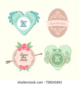 Beautiful vintage save the date label vector collection
