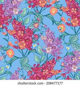 Beautiful vintage seamless background with bouquets of wildflowers.