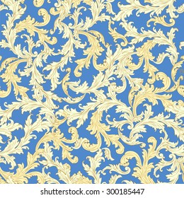 Beautiful vintage seamless background with curly designs