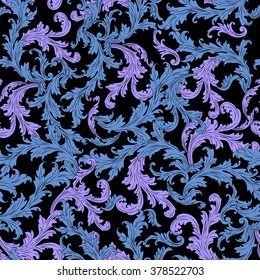 Beautiful vintage seamless background with curly designs