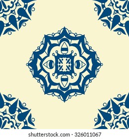 Beautiful vintage seamless blue pattern. Vector illustration