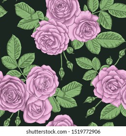 beautiful vintage seamless pattern with bouquets of roses and leaves design greeting card and invitation of the wedding, birthday, Valentine s Day, mother s day and other holiday