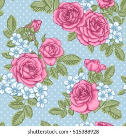 beautiful vintage seamless pattern with bouquets of roses and leaves design greeting card and invitation of the wedding, birthday, Valentine's Day, mother's day and other holiday