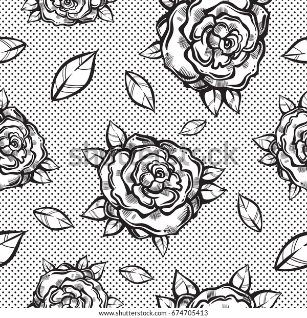 Beautiful Vintage Seamless Pattern Gothic Roses Stock Vector (Royalty ...