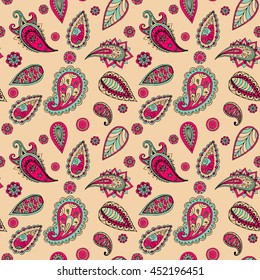 Beautiful vintage seamless pattern in indian style