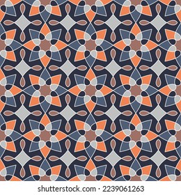 Beautiful vintage seamless pattern. Overlapping art forms, stripes, polygons, segments are grouped and arranged in a certain order. Vector. 