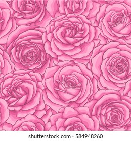 beautiful vintage seamless pattern with pink roses. design greeting card and invitation of the wedding, birthday, Valentine's Day, mother's day and other holiday