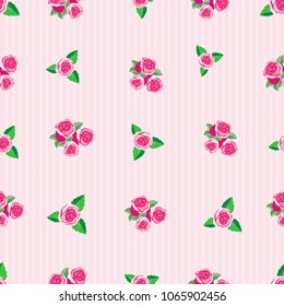 Beautiful vintage seamless pattern with roses on a pink background. Vector illustration.
