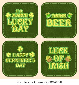 Beautiful vintage sticker, tag or label for Happy St. Patrick's Day celebration.