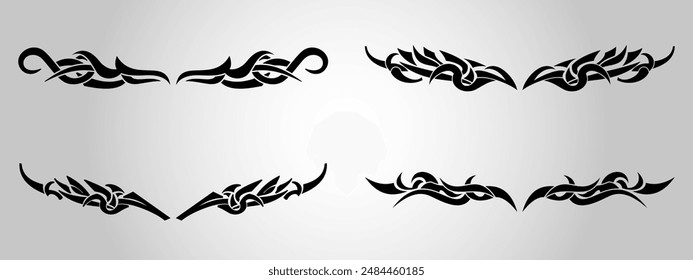 Beautiful vintage street art tribal tattoo wings set
