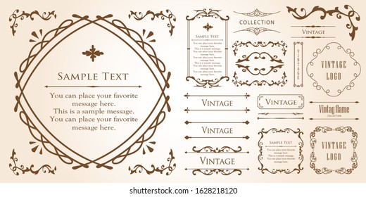 Beautiful vintage tones frame set, collection of design materials