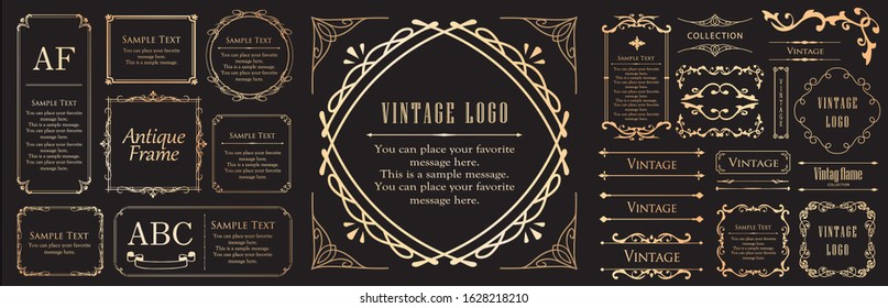 Beautiful vintage tones frame set, collection of design materials
