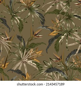 Beautiful Vintage Tropical jungle foliage seamless pattern Vector Illustarion ,Design for fashion , fabric, textile, wallpaper,wrapping and all prints retro style

