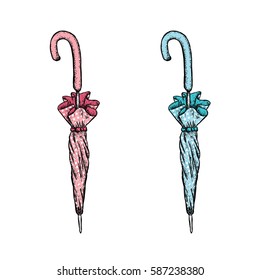Beautiful vintage umbrella cane. Vector illustration. Fashion & Style. Retro.
