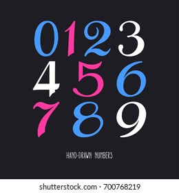 beautiful vintage vector digits. handwritten numbers set