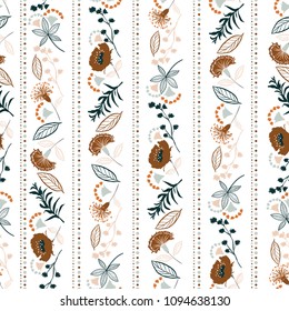 Beautiful vintage vertical stripe Liberty flower seamless pattern ,elegant gentle trendy . Floral meadow background for textile, fabric, covers, wallpapers, print, gift wrap and scrapbook on white