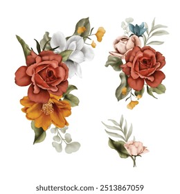 lindo vintage aquarela outono floral buquê