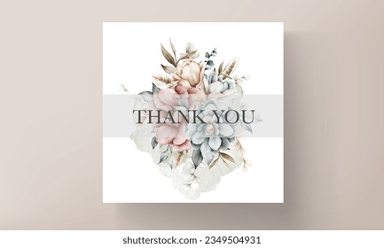 beautiful vintage wedding invitation with watercolor floral wreath