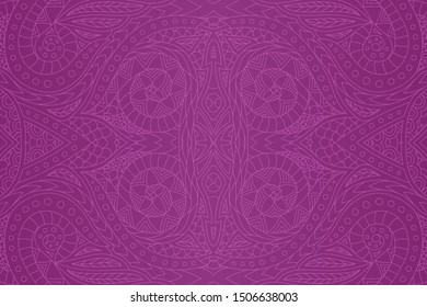 Beautiful violet background with abstract linear seamless pattern