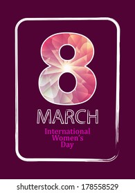 beautiful violet color background design for women's day with white border. vector illustration