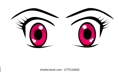 Beautiful violet colored anime eyes, cartoon style 
