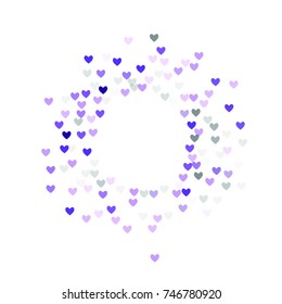 Beautiful Violet Confetti Hearts Falling on White Background. Invitation Template Background Design, Greeting Card, Poster. Valentine Day. Vector illustration