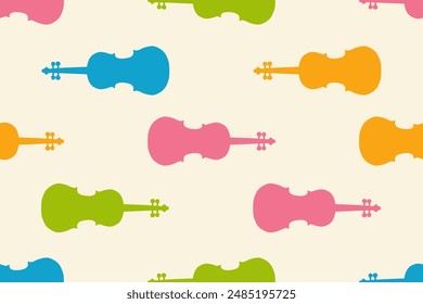 Beautiful violin seamless pattern.Viola,cello drawing music concept repeating texture background.design for fashion fabrics, textile graphics, prints.Vector illustration.Classical musical instrument.