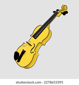 beautiful violin in yellow color on white background