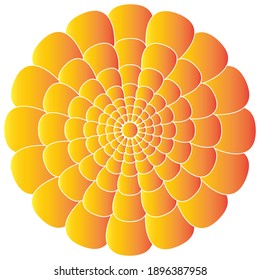 Beautiful volumetric yellow flower mandala gradient for wallpaper, creativity, background for sites, meditation, reiki, Manipura chakra opening