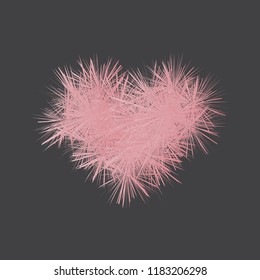 A beautiful voluminous heart with the sharp petals effect. Original floral heart vector illustration. Unusual symbolic print. Great idea for prints, covers, wallpapers, greeting and invitation cards