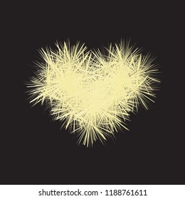 A beautiful voluminous heart with the sharp petals effect. Original floral heart vector illustration. Unusual symbolic print. Great idea for prints, covers, wallpapers, greeting and invitation cards
